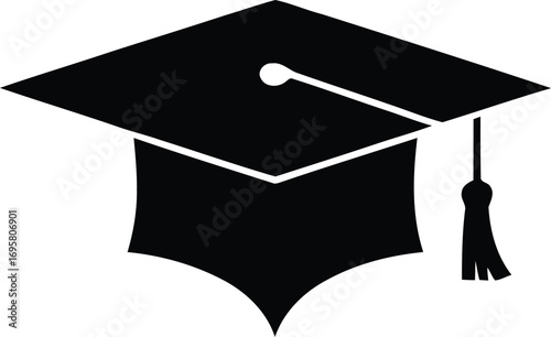 Graduation Cap Silhouette on Transparent Background for Academic and Educational Designs