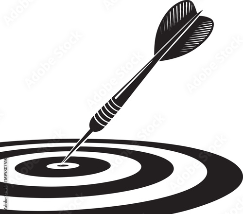 Dart Hitting Bullseye Target Game Success Goal Achievement Precision Accuracy Focus Vector