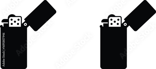 two black lighters side by side with flames