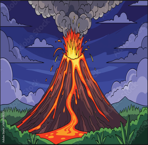 vector illustration of valcanoes