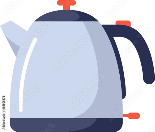 a sleek modern electric kettle with blue accents and red buttons