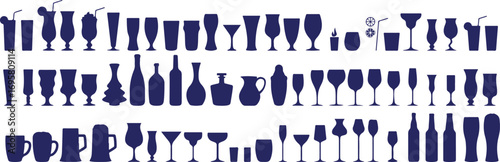 Wine Glass Outline Vector – Hand Drawn Beverage, Drink, Cocktail, Party Doodles, Minimal Black and White Clipart Illustration