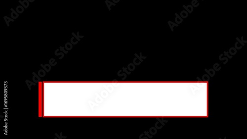 Clean lower third animation with red stroke line revealing a white box. Perfect for titles, captions, or modern motion graphics. Transparent background.