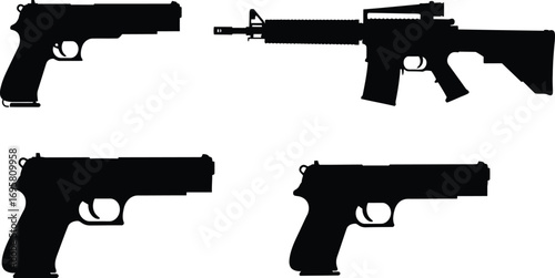 various firearms silhouettes displayed in grid formation