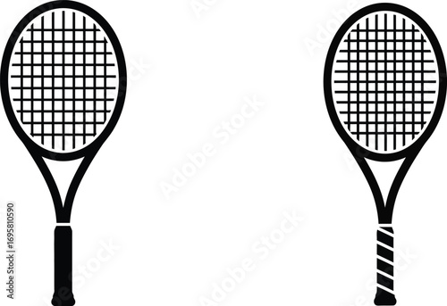 two tennis rackets side by side with detailed strings