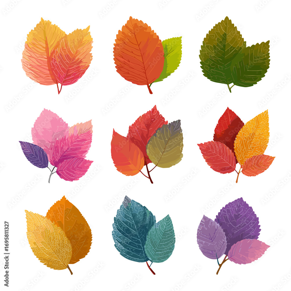 Obraz premium Vibrant Autumn Leaves in Colorful Arrangements Celebrating Nature's Beauty