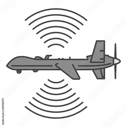 妨害電波を出す軍用のプロペラ無人偵察機・無人航空機（UAV・無人機）