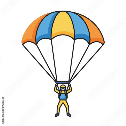 Colorful Parachute Descent: Adventure Travel Vector extreme sport design