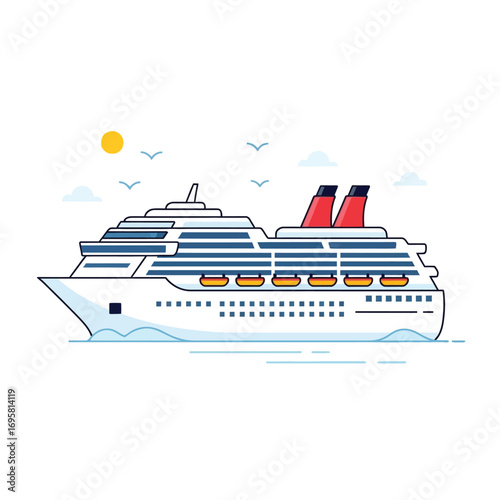 Cruise Ship Vacation: Ocean Voyage Vector Graphic brochure website presentation