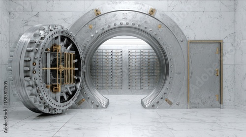 Modern bank vault interior