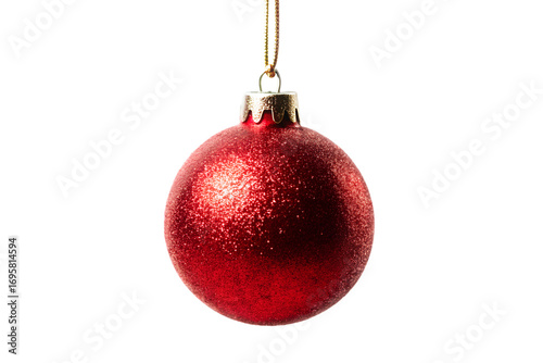 Christmas ball ornament in a transparent background, hanging bauble