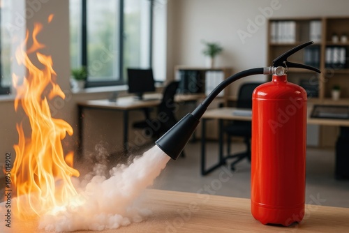 Fire Extinguisher in Action in office setting