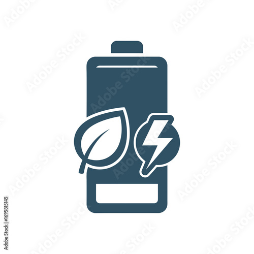 Eco-friendly battery icon symbolizing clean energy and sustainable power generation for a greener future