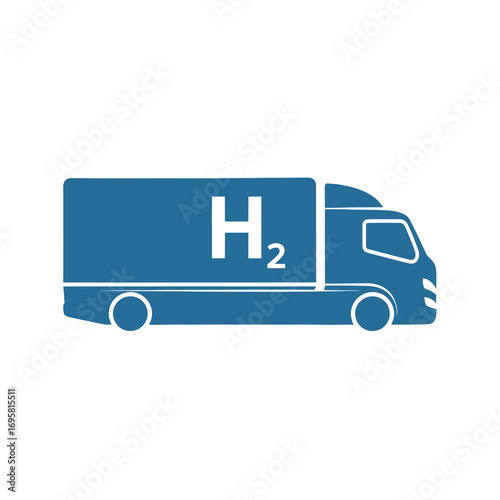Modern truck delivering H2 fuel symbolizing clean energy transport and sustainable logistics solutions