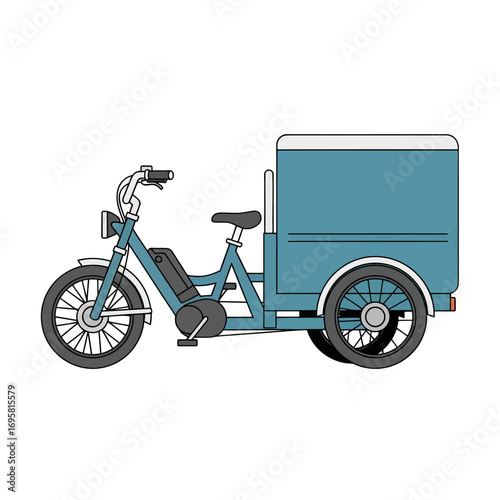 Modern electric cargo tricycle delivering goods efficiently for sustainable urban logistics solutions.