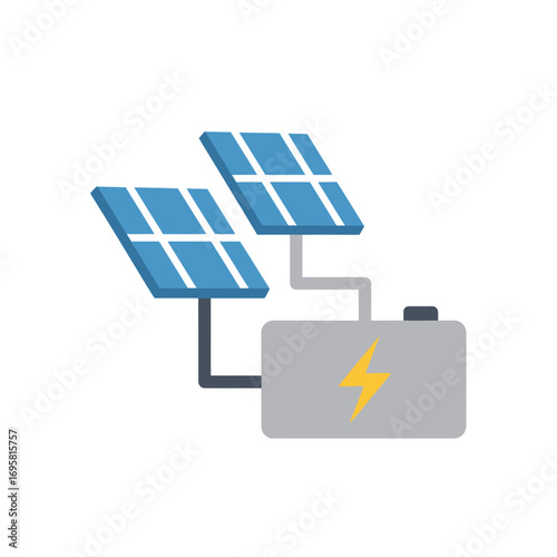 Modern solar panel system with battery storage for clean energy generation and power solutions