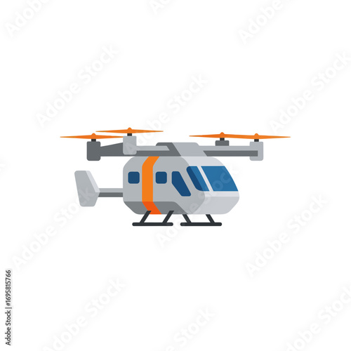 Futuristic drone helicopter ready for aerial delivery and transportation missions