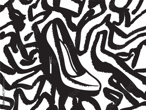 Black and white high heel shoe vector illustration - fashion design element eps silhouette