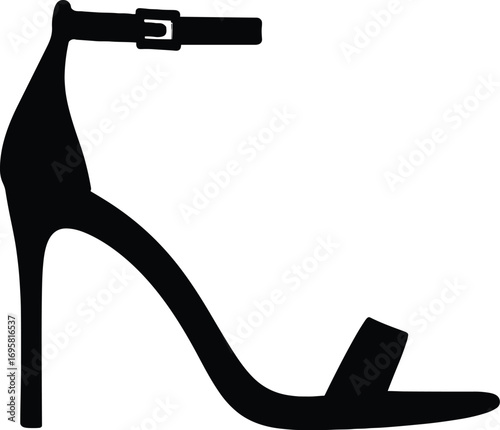 T-Strap High Heel – Minimal Vector Silhouette