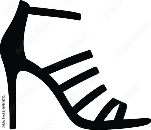 Strappy Sandal High Heel – Minimal Vector Silhouette