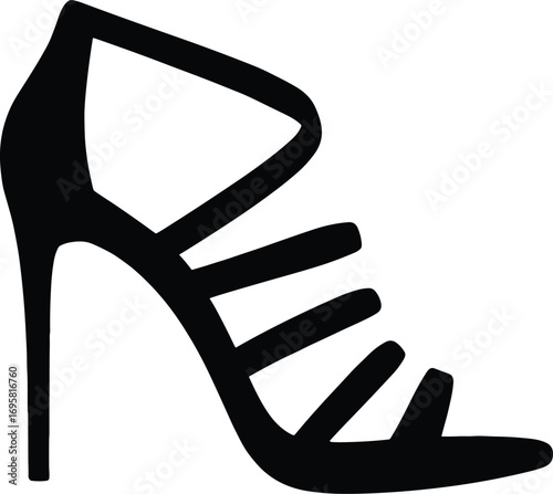 Strappy Sandal High Heel – Minimal Vector Silhouette