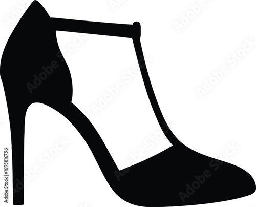 T-Strap High Heel – Minimal Vector Silhouette