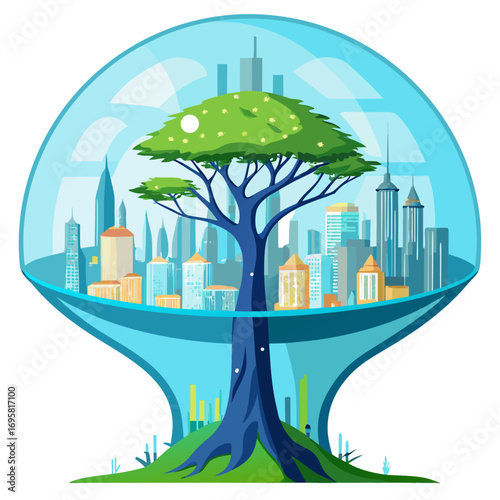 city landscape with trees