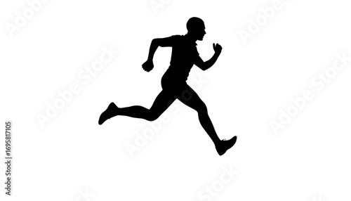 Black vector silhouette of a jumping woman, illustrating a fitness runner in action
