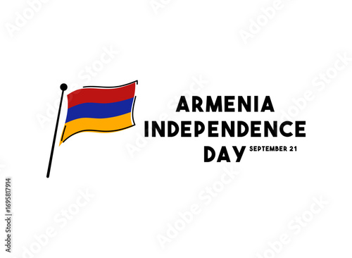 Armenia Independence Day. September 21. White background. Flat design vector. Banner, card, background.