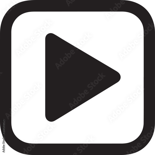 Rounded square play button flat icon, minimalist design, editable vector EPS file