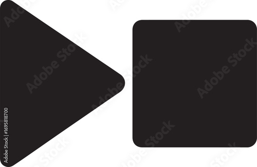 Play and stop button combo icon, minimalist silhouette, editable vector EPS file