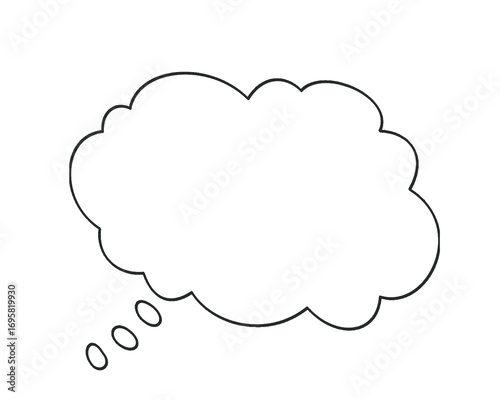 Cloud-shaped thought bubble outline for comics, doodles, and design projects. Blank cartoon balloon sketch for ideas, imagination, and creative text. Simple comic callout element.