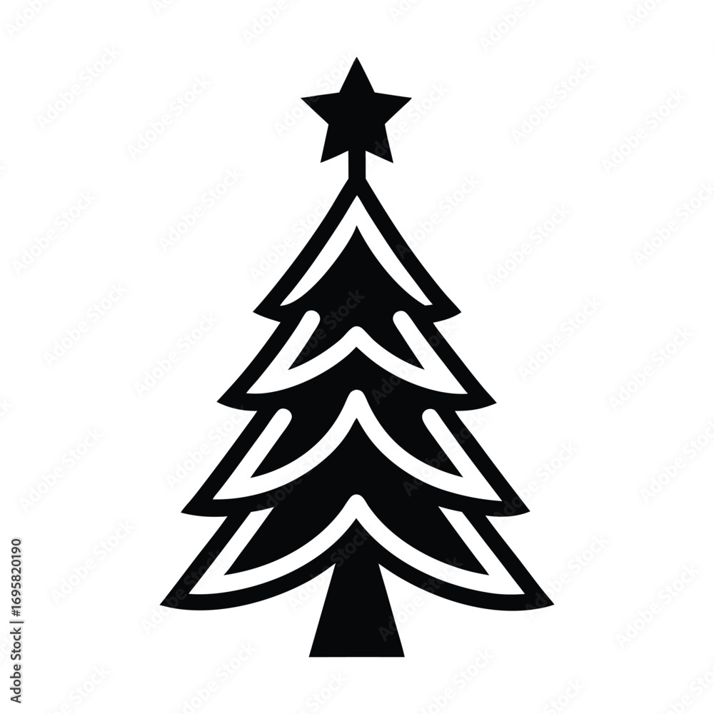 Obraz premium Stylized black christmas tree silhouette with star decoration festive holiday celebration symbol