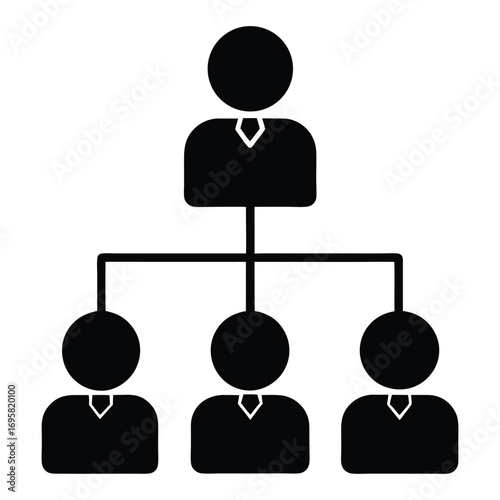 Hierarchical organization chart depicting management structure and teamwork in business concept