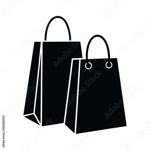 Two black shopping bags iconic design represents commerce retail and consumerism purchases gifts and shopping