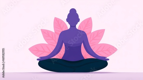 Minimalist Illustration of Lotus Pose Yoga with Calming Aura