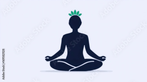 Minimalist Icon of Yoga Pose with Calming Aura and Lotus