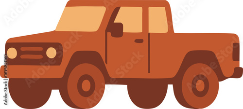 Pickup truck profile with crew cab and bed