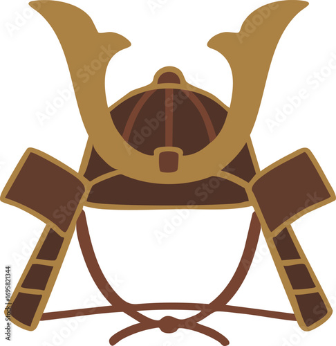 Samurai helmet kabuto with golden antler crests