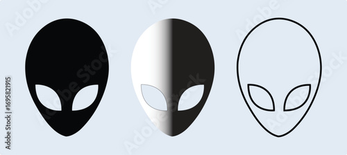 alien face or head symbol line art icon for apps and websites