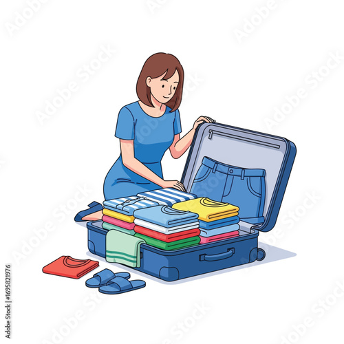 Woman Packing Suitcase for Vacation Trip blog article website travel