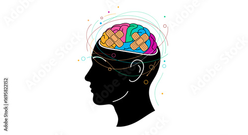 Illustrating the concept of mental health healing and the importance of self care for brain well being