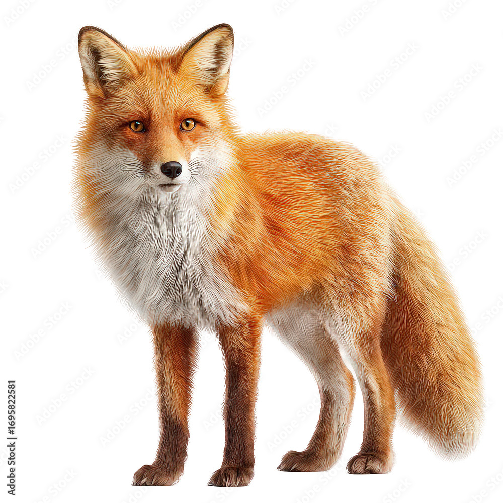 Fototapeta premium Red Fox Standing on Transparent Background