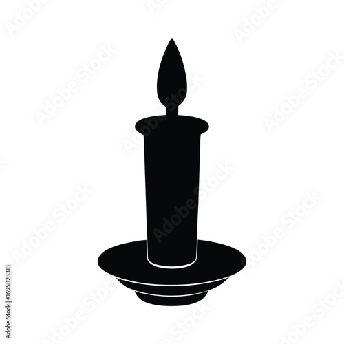 Silhouette of a lit candle in a holder a symbol of light hope and tradition for celebrations and ambiance