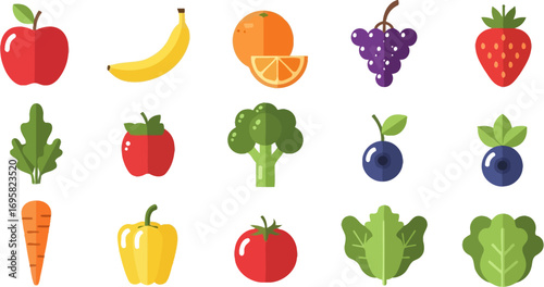Vibrant assortment of fresh fruits and vegetables, a colorful collection for healthy eating