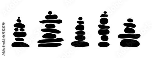 Balanced stone cairns