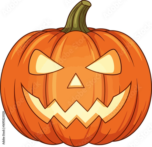Spooky carved pumpkin glowing with a menacing grin, perfect for Halloween celebrations.