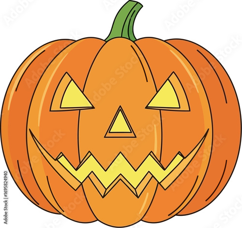 Spooky carved pumpkin face glowing with an eerie yellow light, perfect for Halloween.