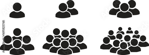 People Icon set. Profile and people silhouette collection. User profile symbol. Group of people or group of users collection. Perfect can use in demographic, social media, and team concept.
