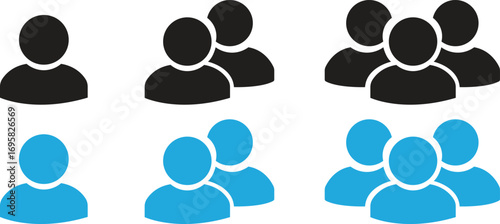 People Icon set. Profile and people silhouette collection. User profile symbol. Group of people or group of users collection. Perfect can use in demographic, social media, and team concept.